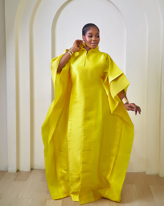 Malika Olive Green Mikado and Organdi African Boubou