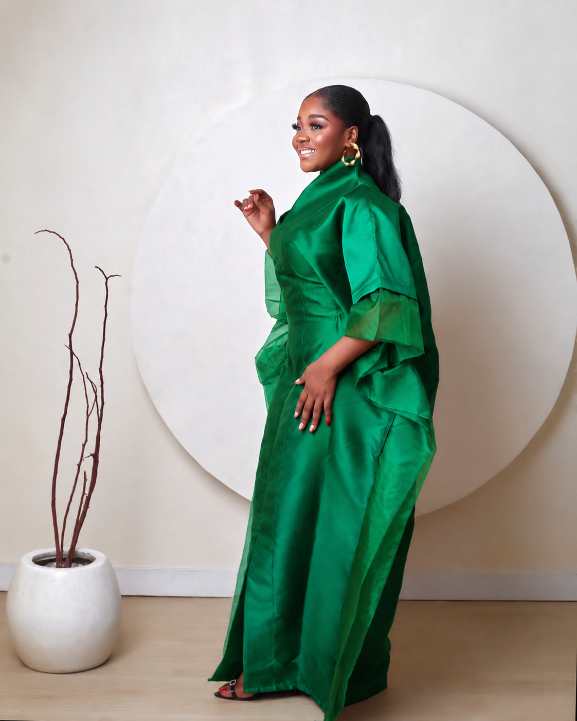 Oyinkansola Green Mikado and Organdi African Boubou