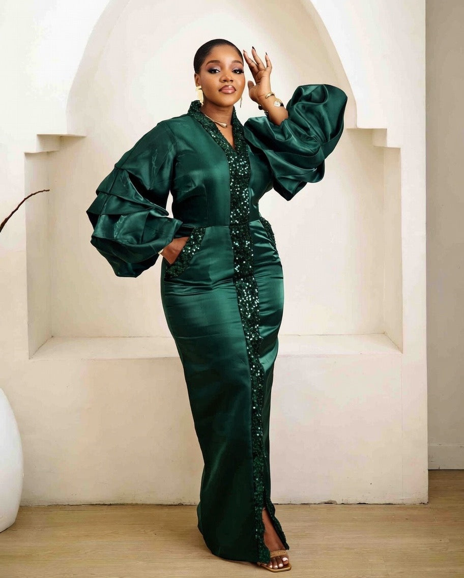 Nala Emerald Kaftan African Maxi Dress