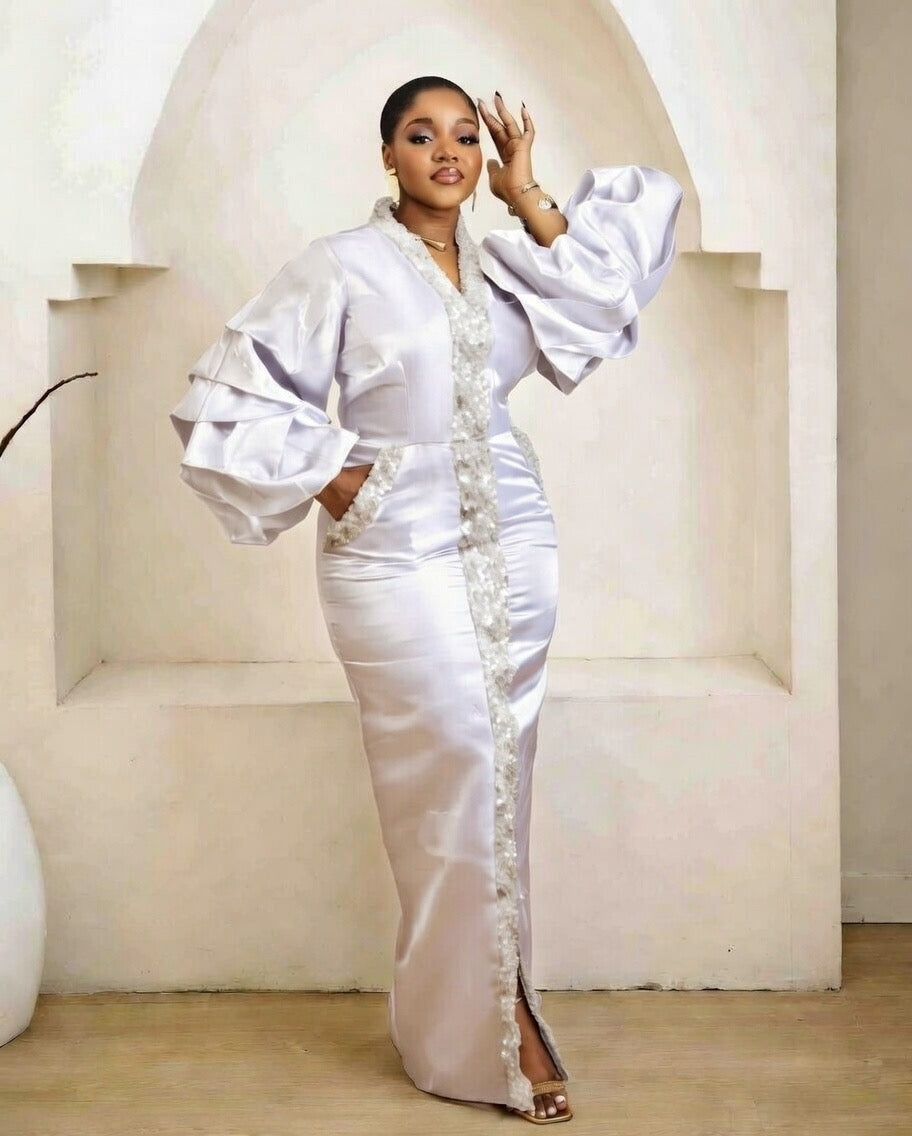 Zubaida White Kaftan African Maxi Dress