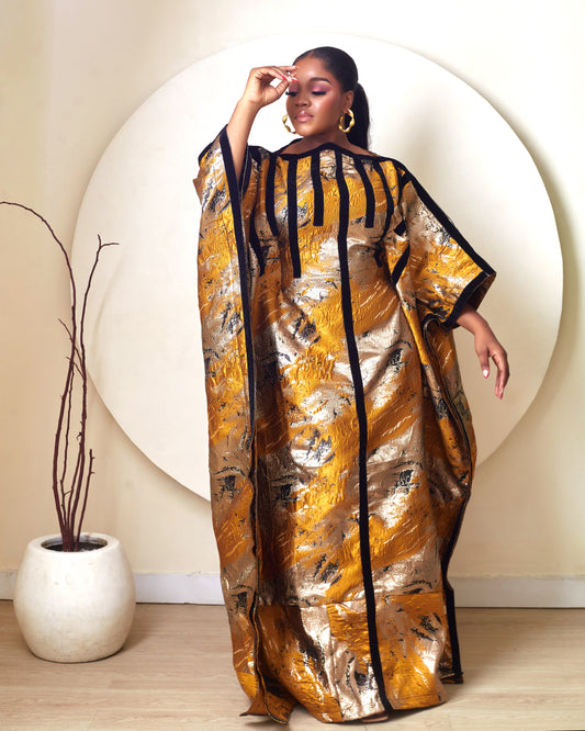 Idara Golden yellow african brocade Boubou