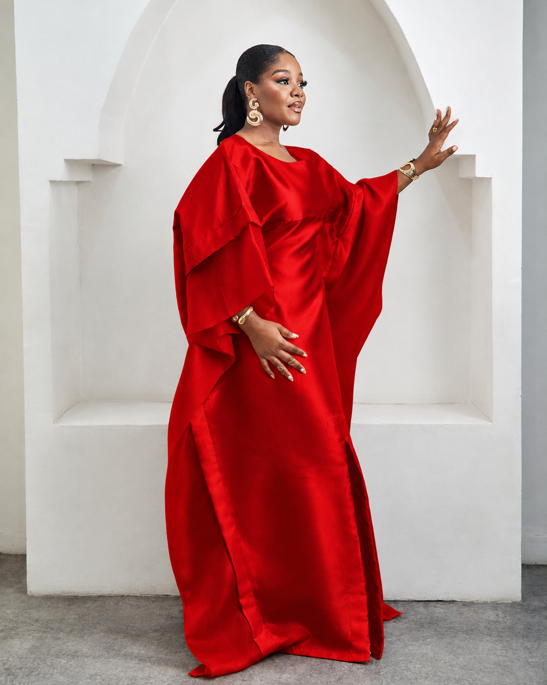 Awe Red African Satin Boubou