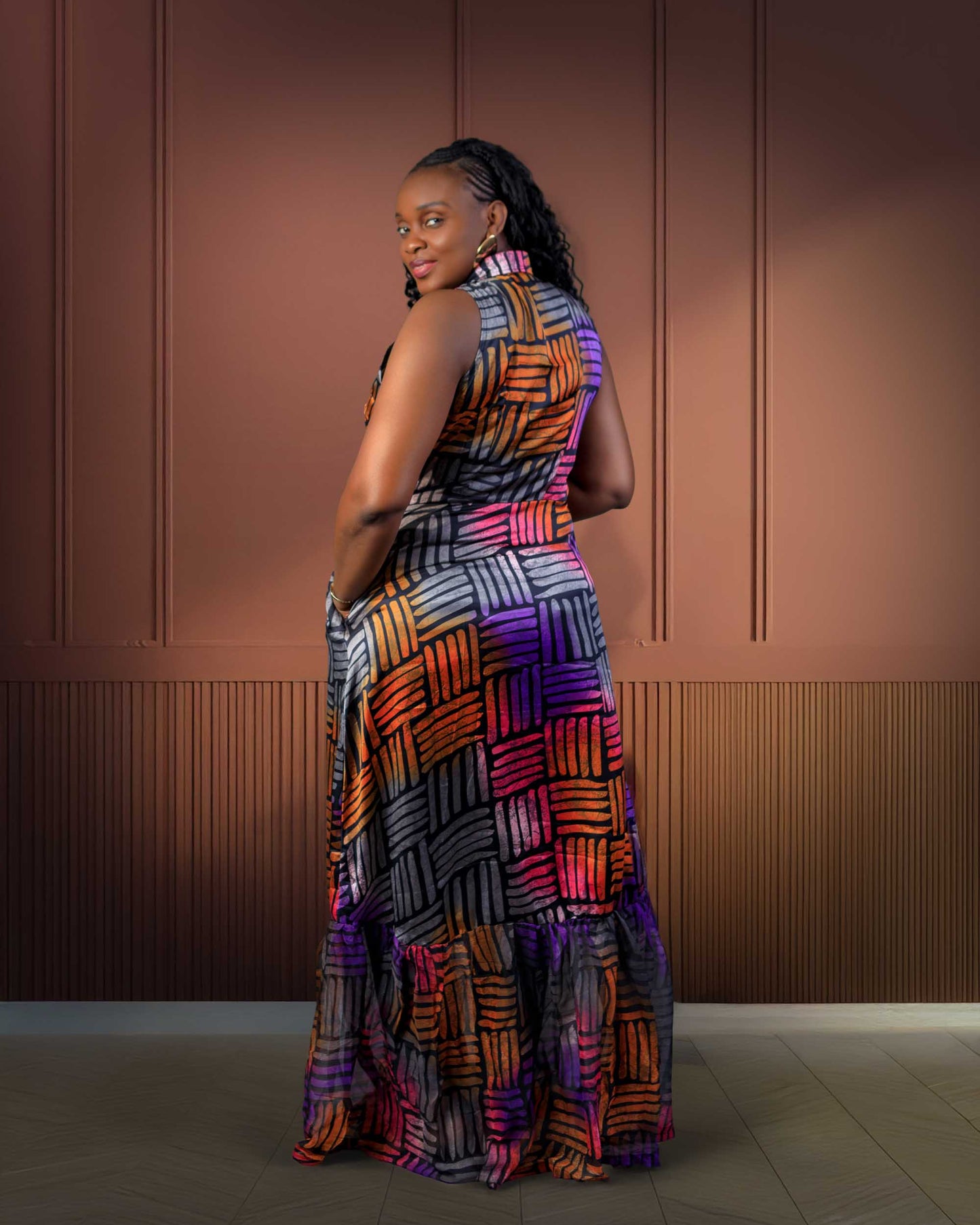Obiabo Eunice African Print Tiered Maxi Dres