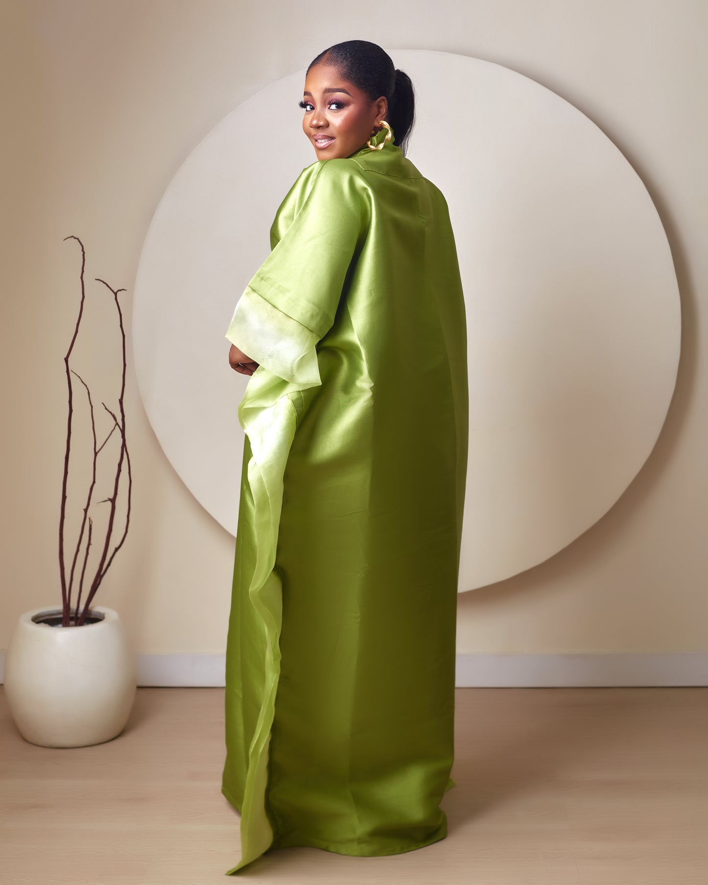 Oyinkansola Olive Green Mikado and Organdi African Boubou