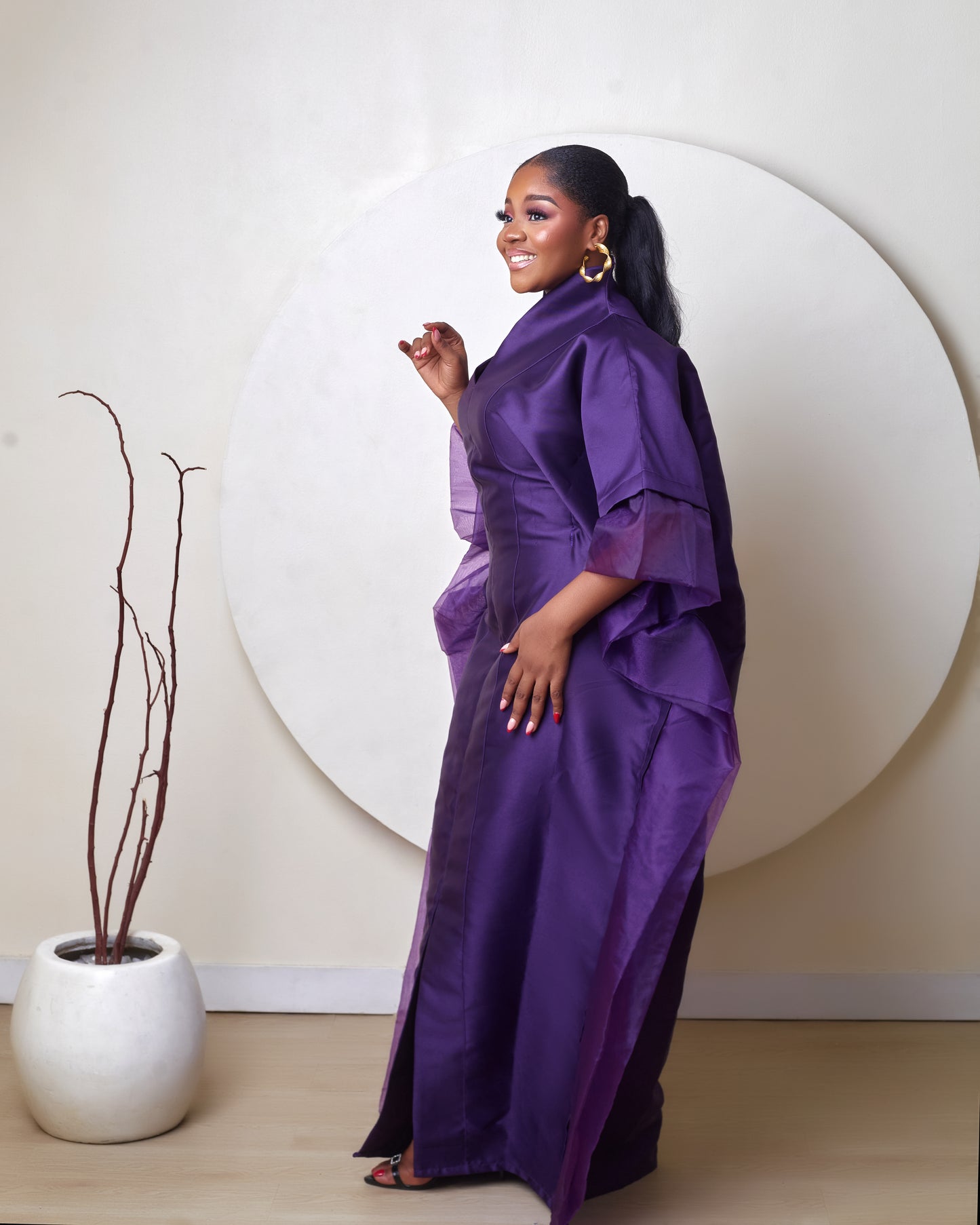 Oyinkansola Plum Mikado and Organdi African Boubou