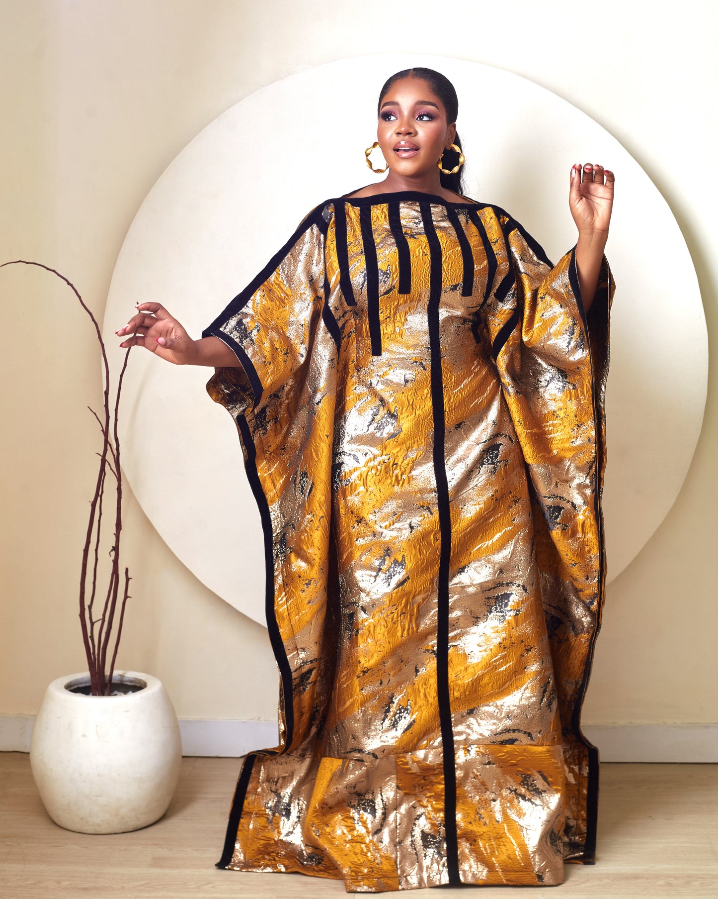Idara Golden yellow african brocade Boubou