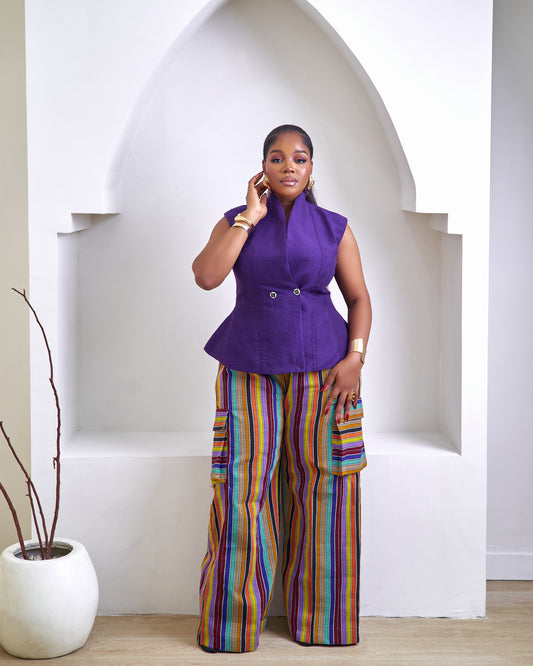 Ada Lux Aso Oke African Print Pant Set