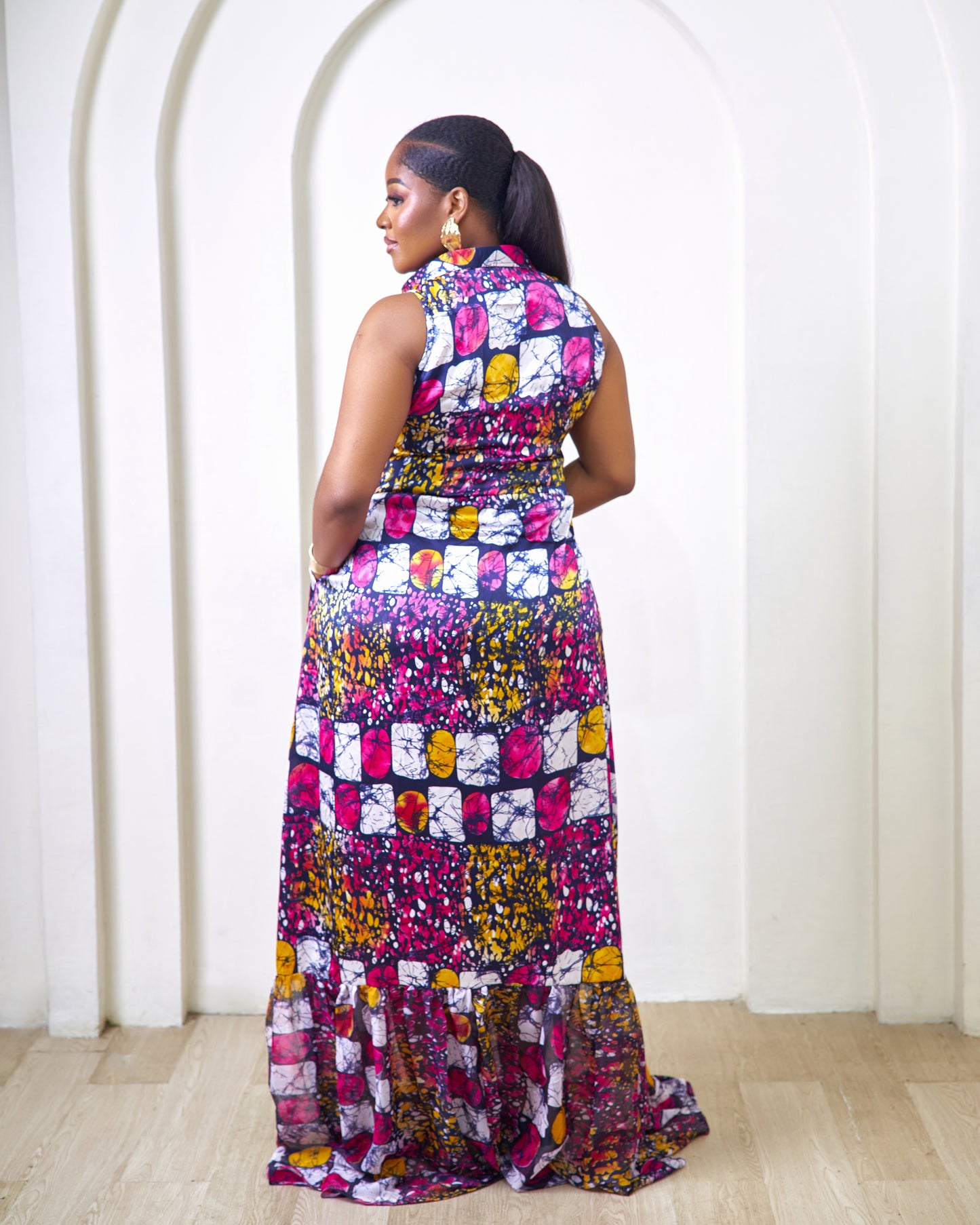 Adelaide African Print Tiered Maxi Dress