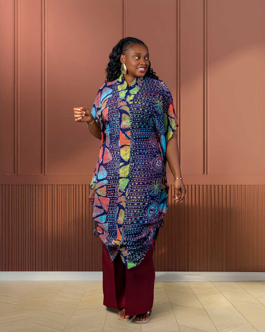 Okah african print chiffon pant set