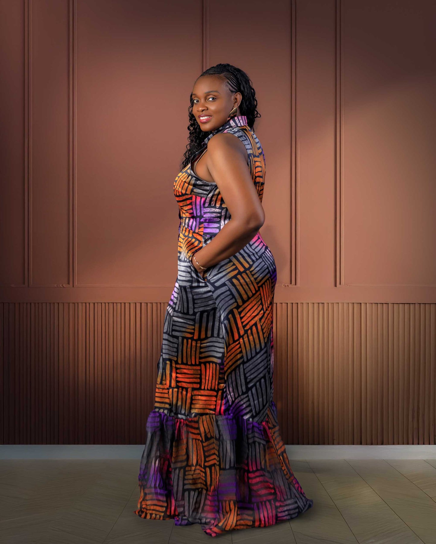 Obiabo Eunice African Print Tiered Maxi Dres