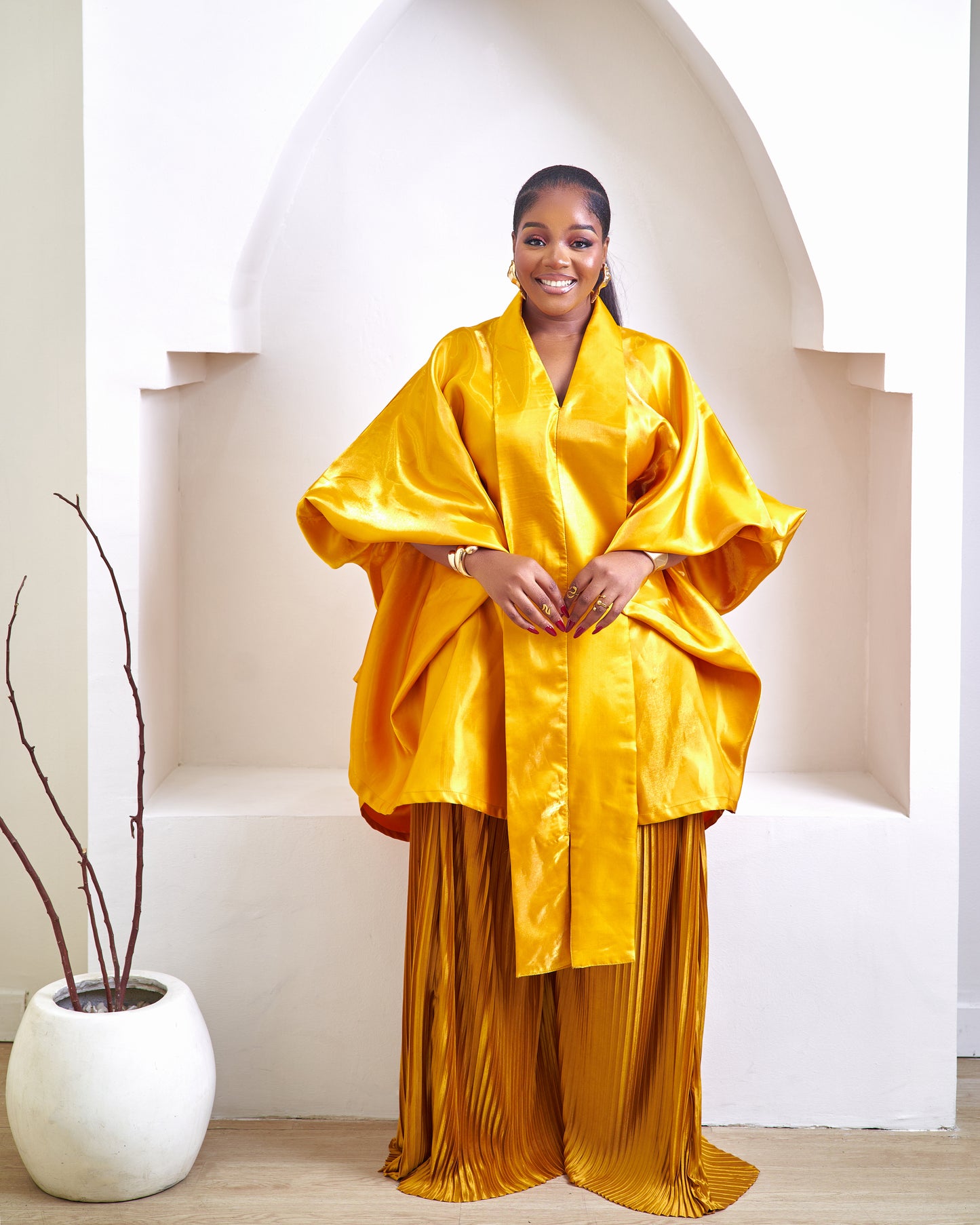 Kamari gold yellow two-piece african pant set