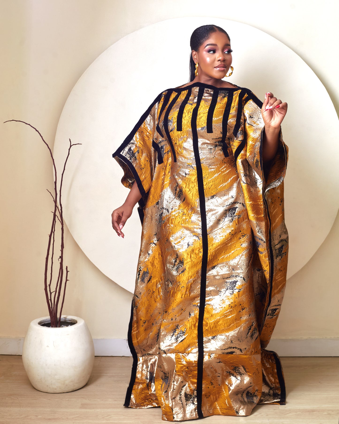 Idara Golden yellow african brocade Boubou