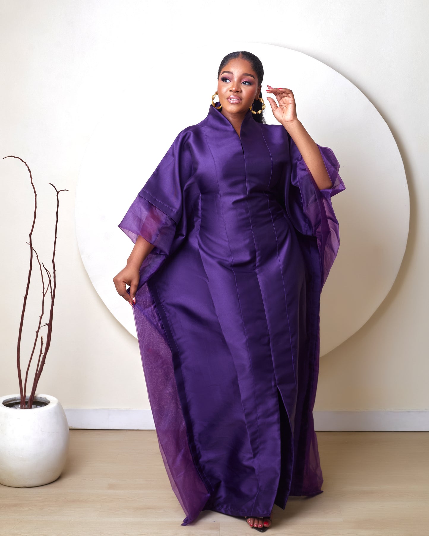 Oyinkansola Plum Mikado and Organdi African Boubou