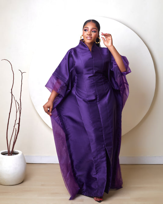 Oyinkansola Plum Mikado and Organdi African Boubou