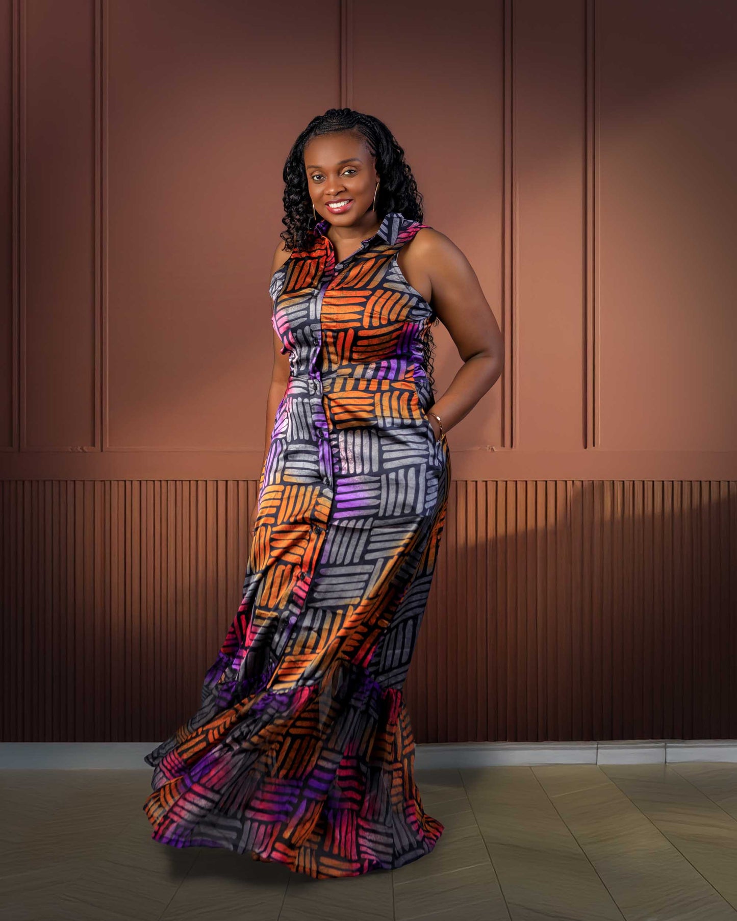 Obiabo Eunice African Print Tiered Maxi Dres