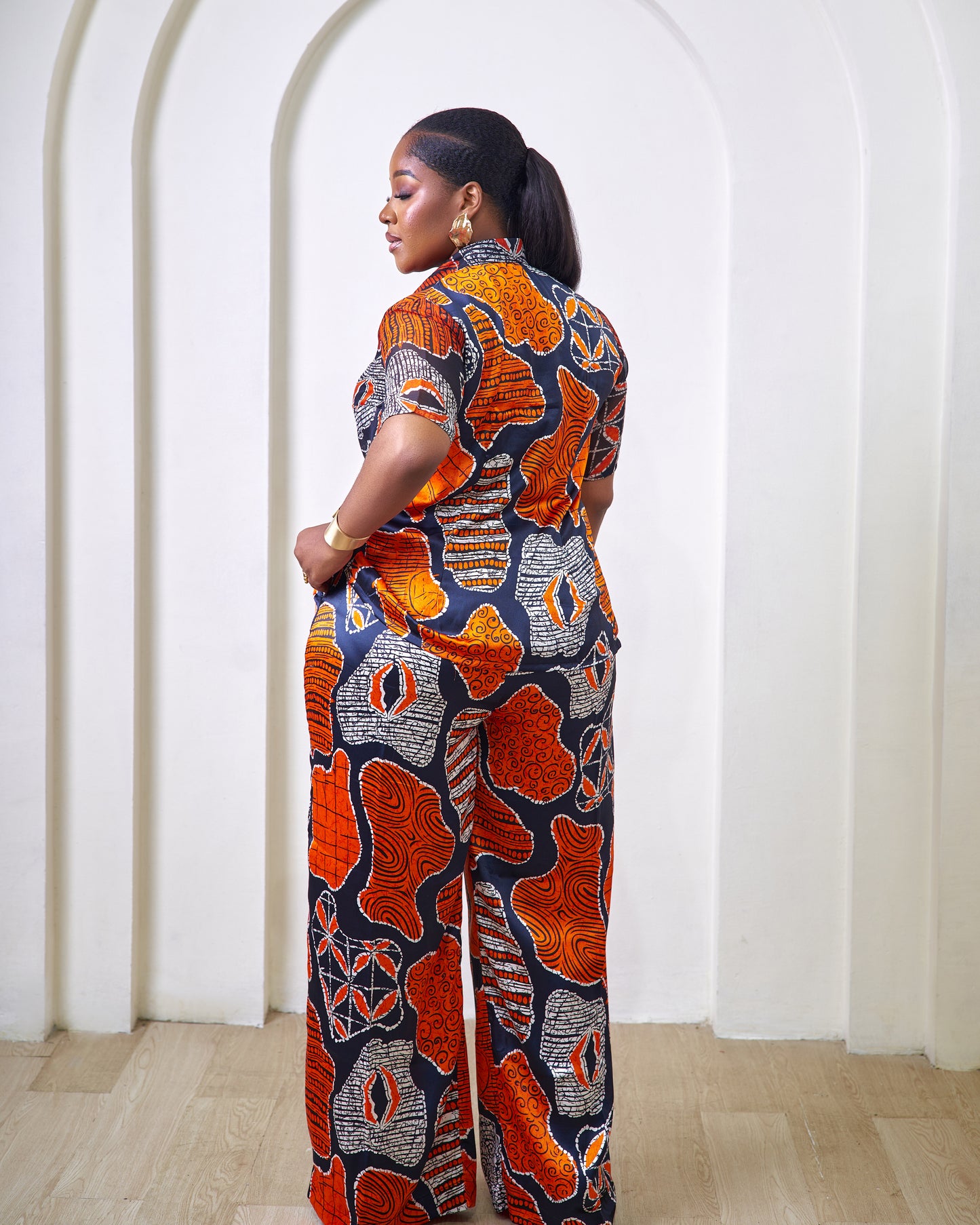 Elani silk and chiffon pant set