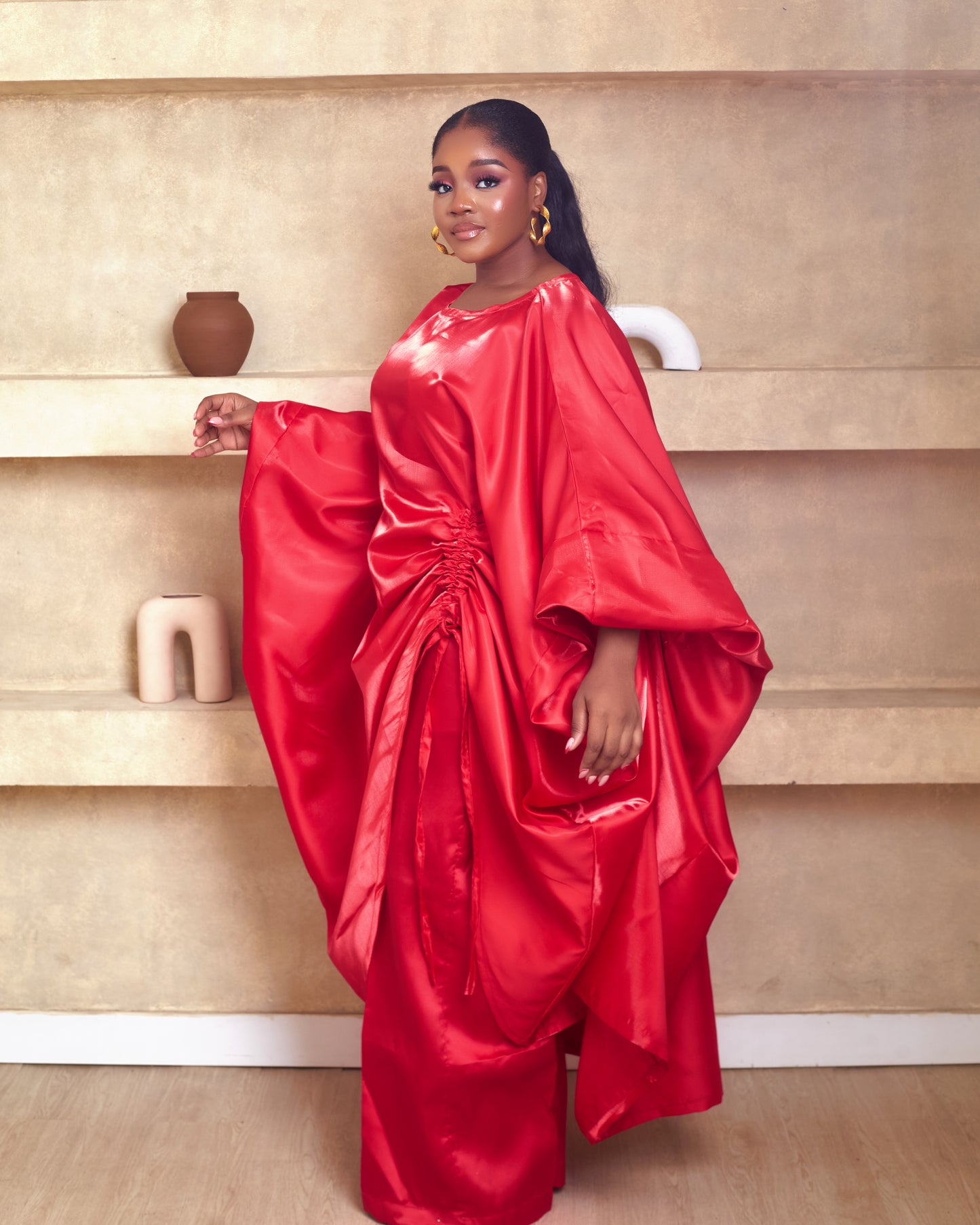 Bernice Red 2 piece African Mikado Pant Set