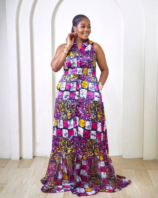 Adelaide African Print Tiered Maxi Dress