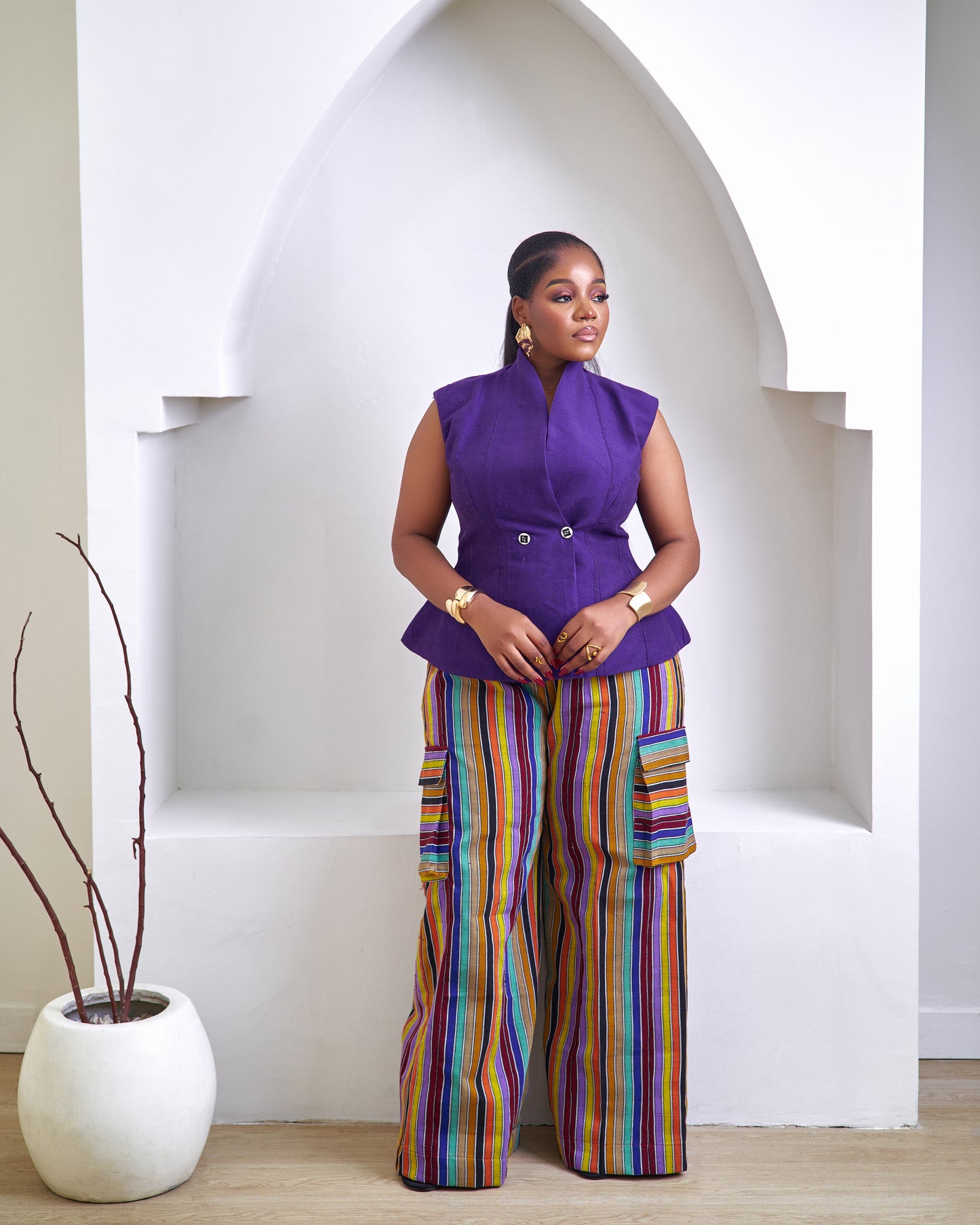 Ada Lux Aso Oke African Print Pant Set