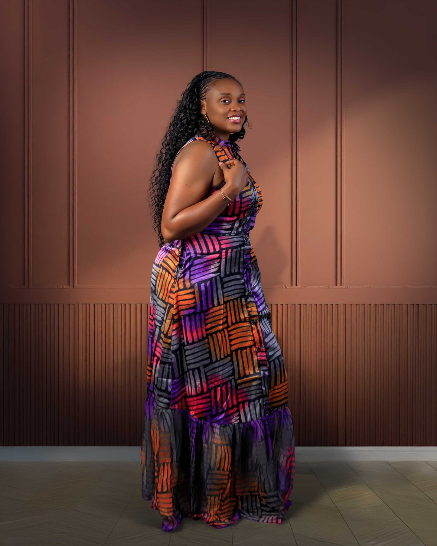Obiabo Eunice African Print Tiered Maxi Dres