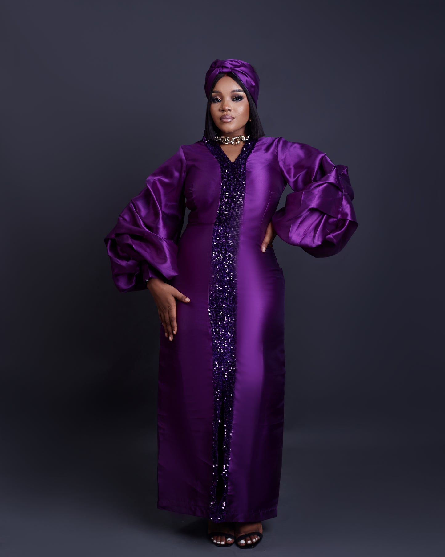 Nellie African print mikado sequenced dress