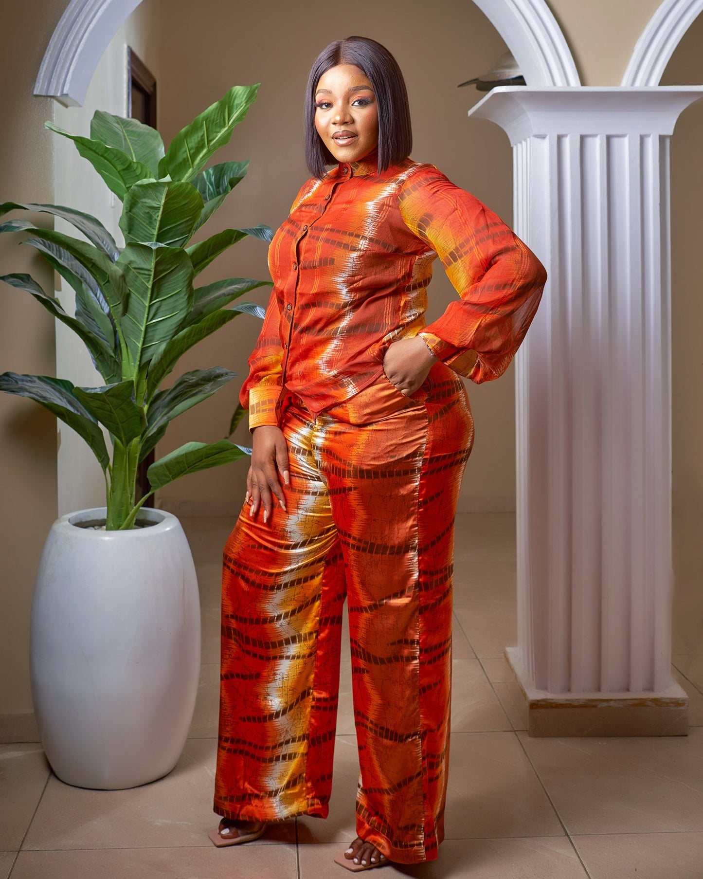 Alessia Silk and Chiffon Pant Set