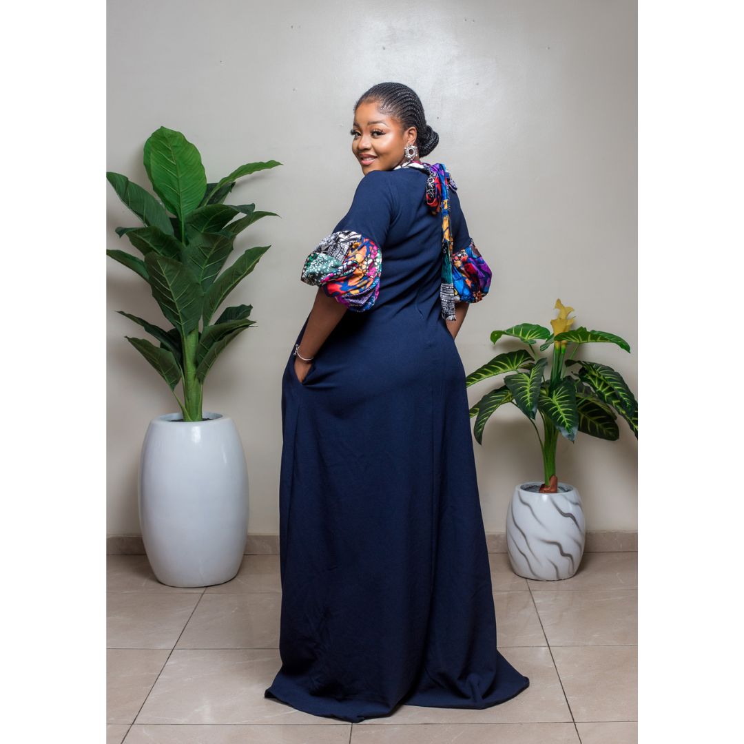 silk printed dress design Asha African print Silk and Ankara mix dress shopteda.us