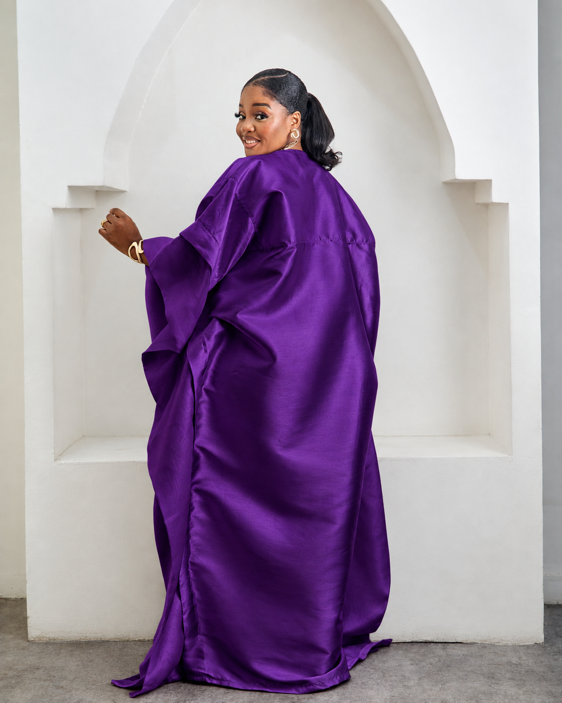 Awe Purple African Satin Boubou