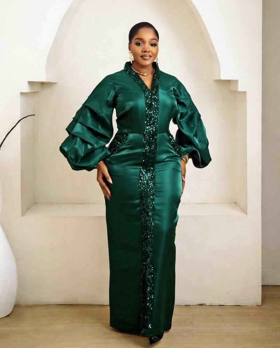 Nala Emerald Kaftan African Maxi Dress