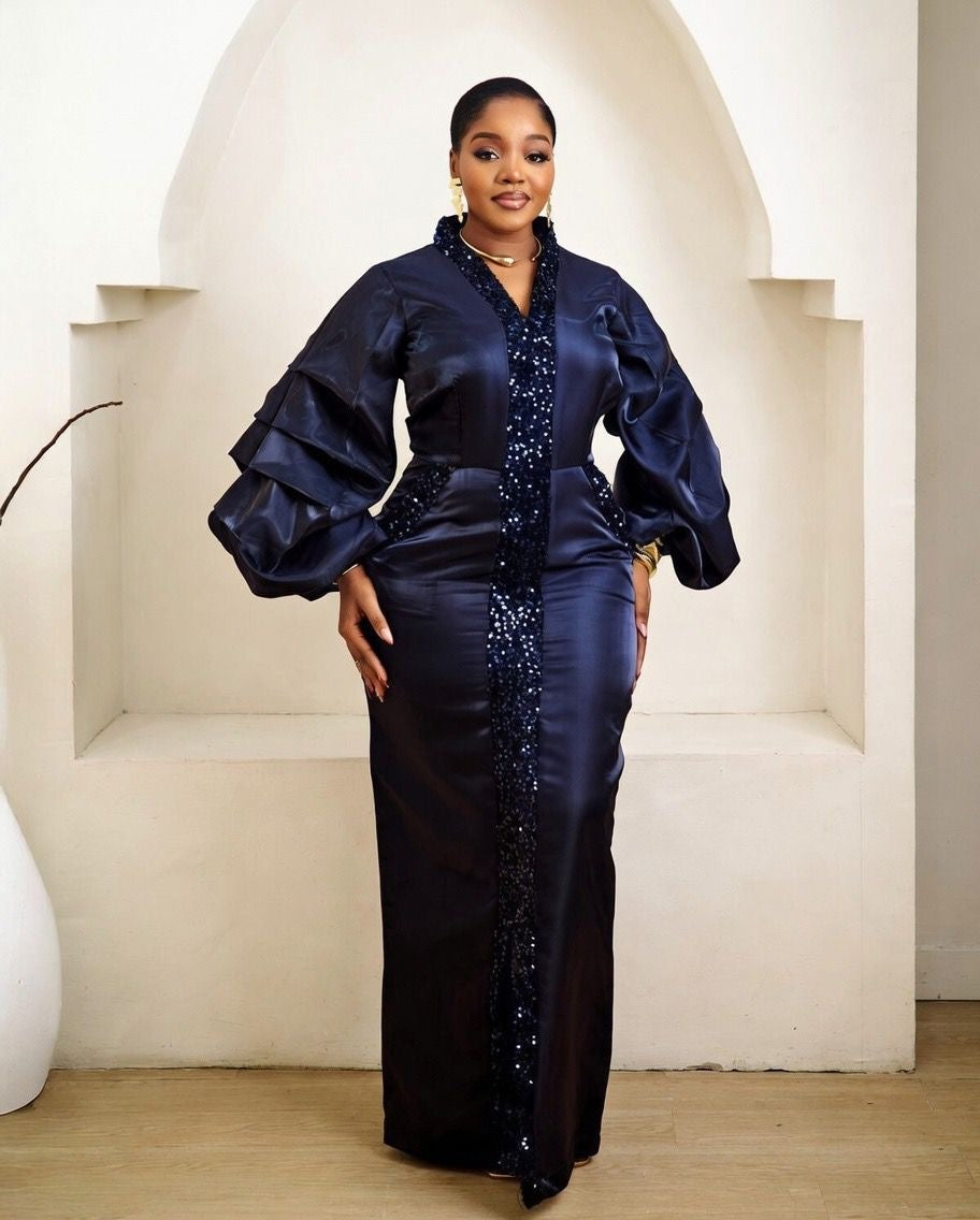 Ifeyi Blue Kaftan African Maxi Dress