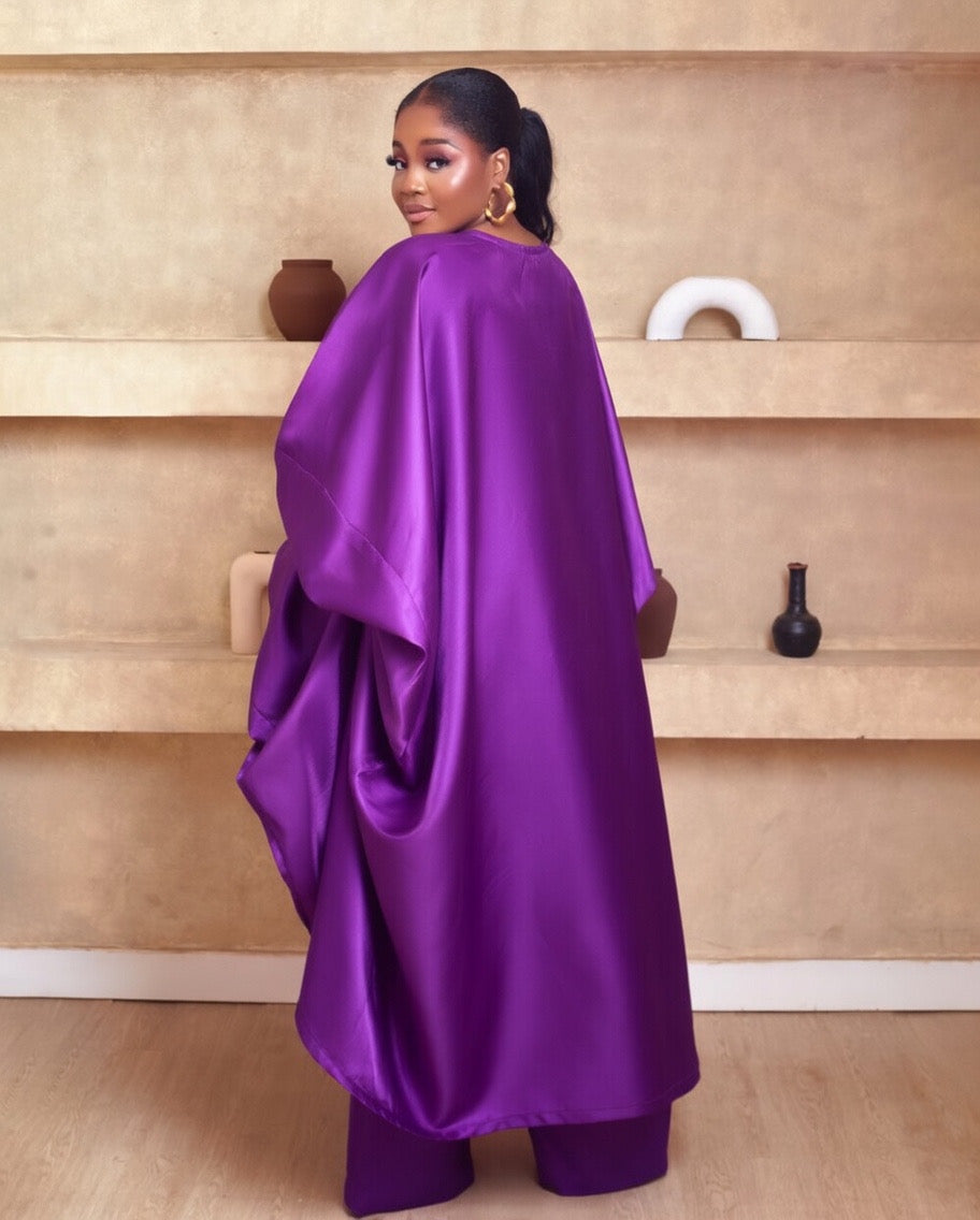 Zari Purple Two Piece African Mikado Pant Set