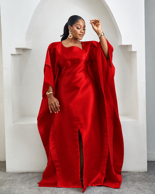 Awe Red African Satin Boubou