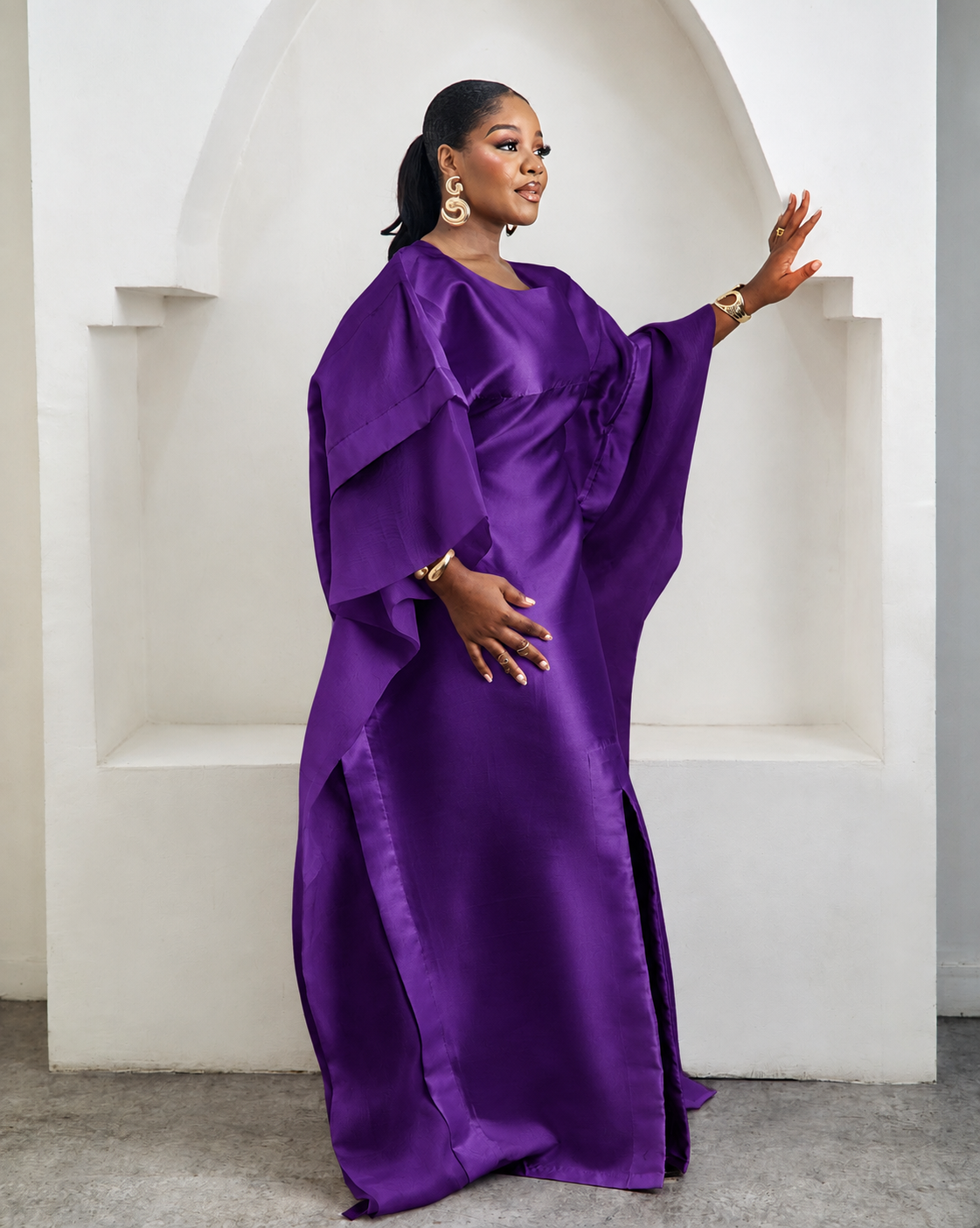 Awe Purple African Satin Boubou