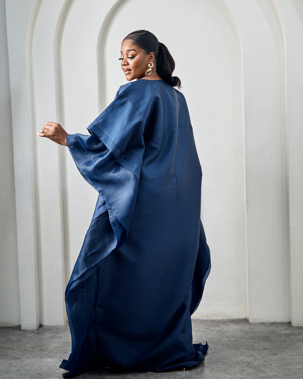 Asheri Navy Blue African Satin Boubou