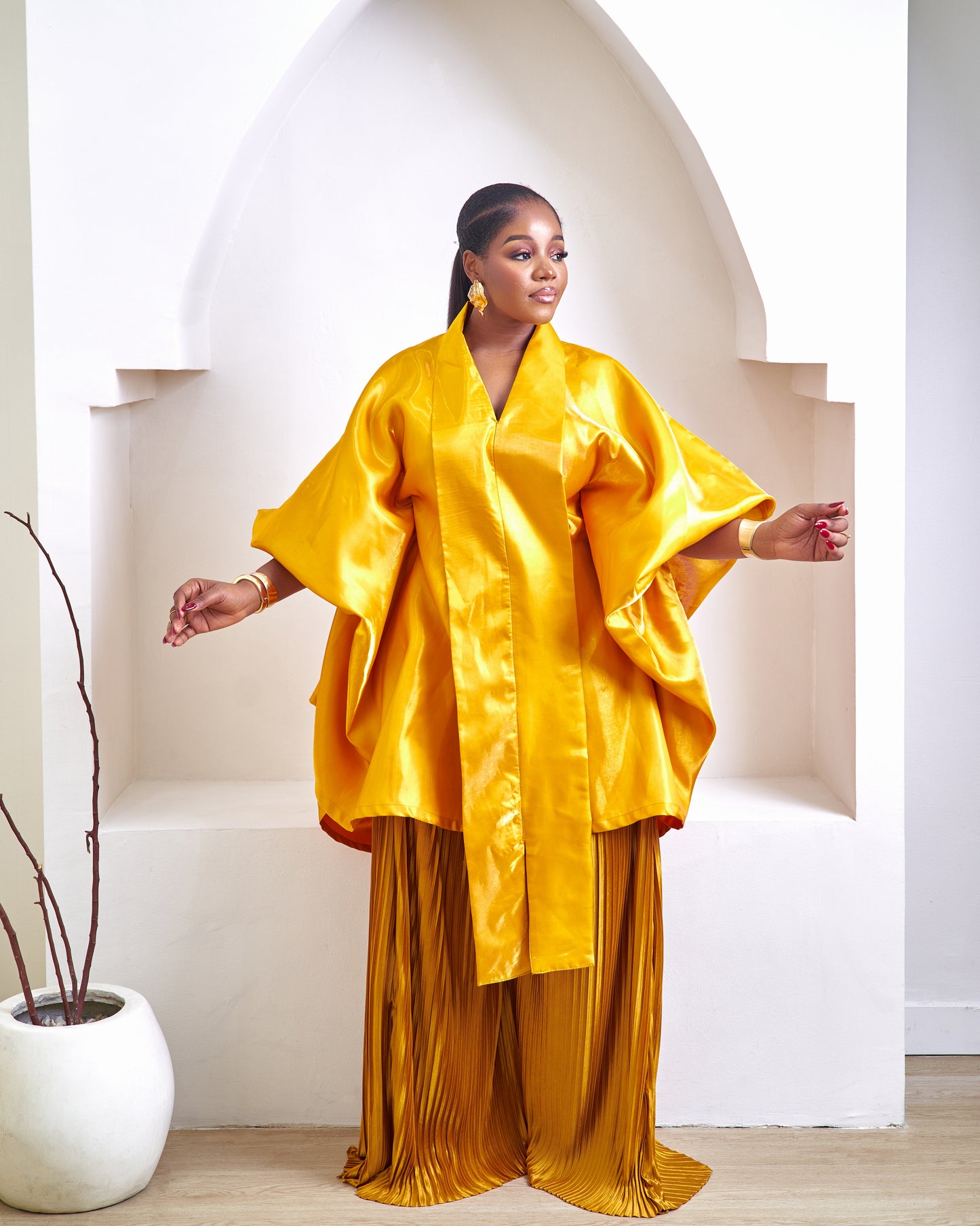 Kamari gold yellow two-piece african pant set
