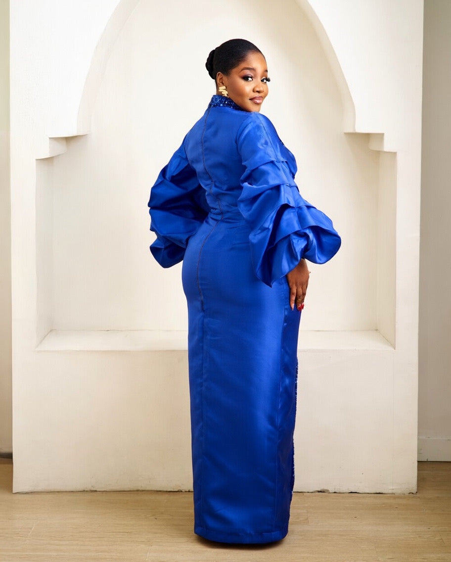 Nyala Cobalt Blue Kaftan African Maxi Dress