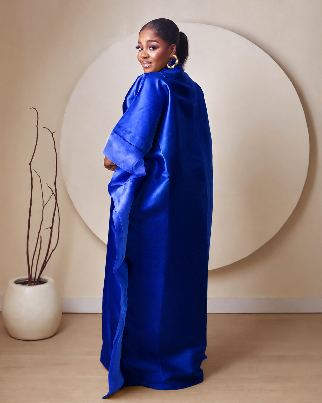 Oyinkansola Royal blue Mikado and Organdi African Boubou