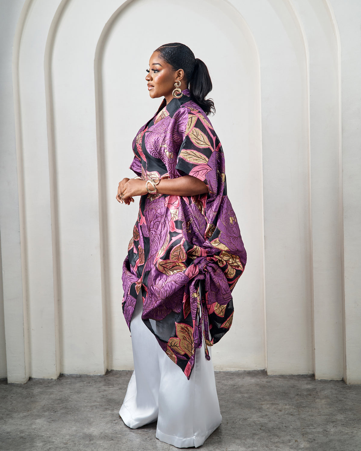 Karis Purple and White African Pant Set