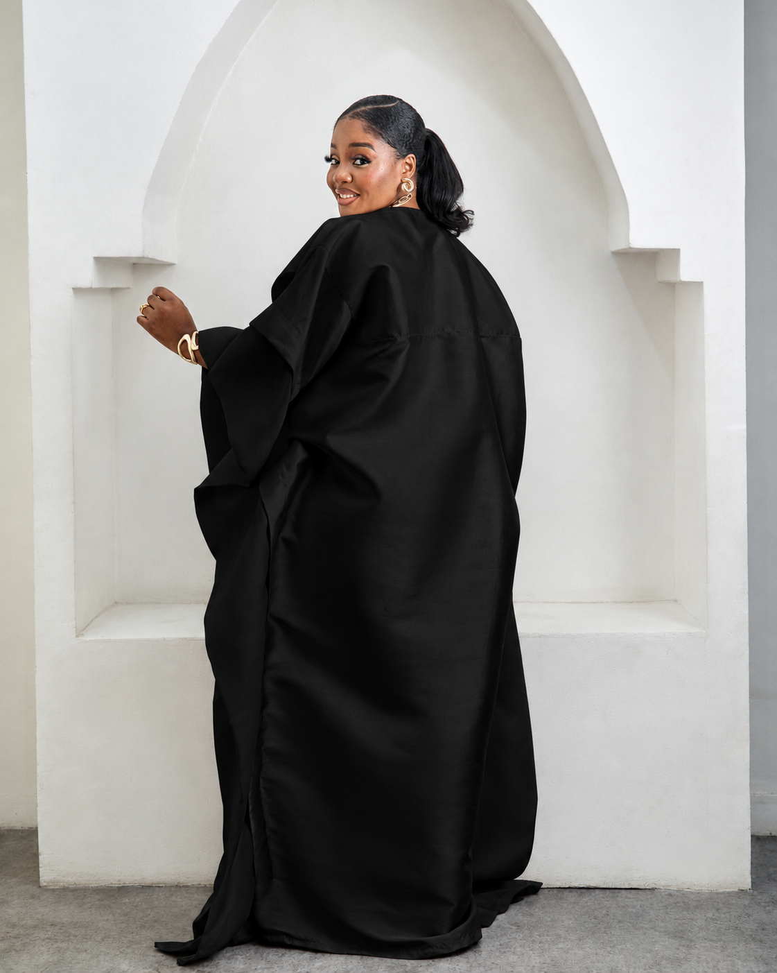 Awe Black African Satin Boubou