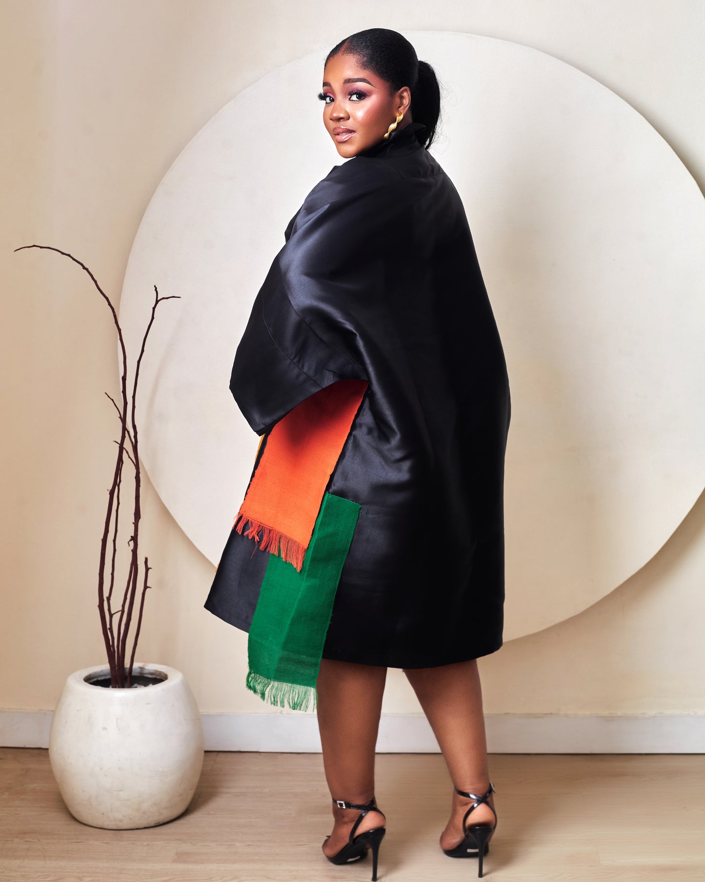 Ariel Black Short Mikado Aso Oke Boubou