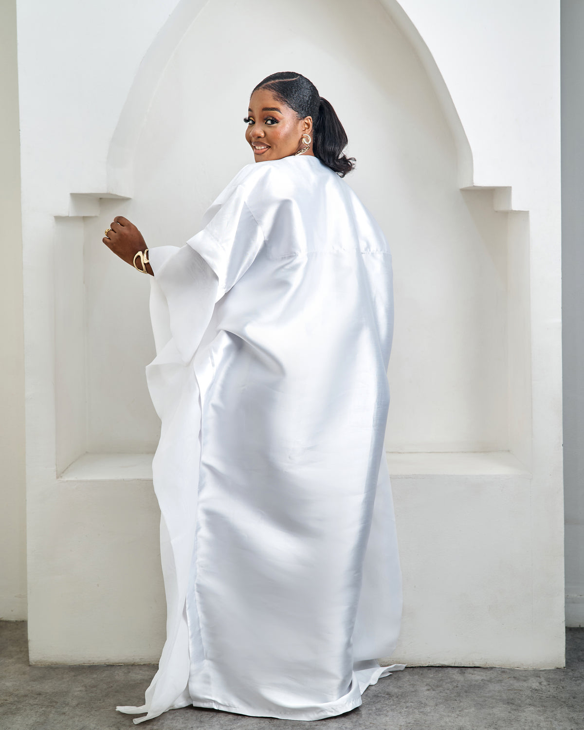 Awe White African Satin Boubou