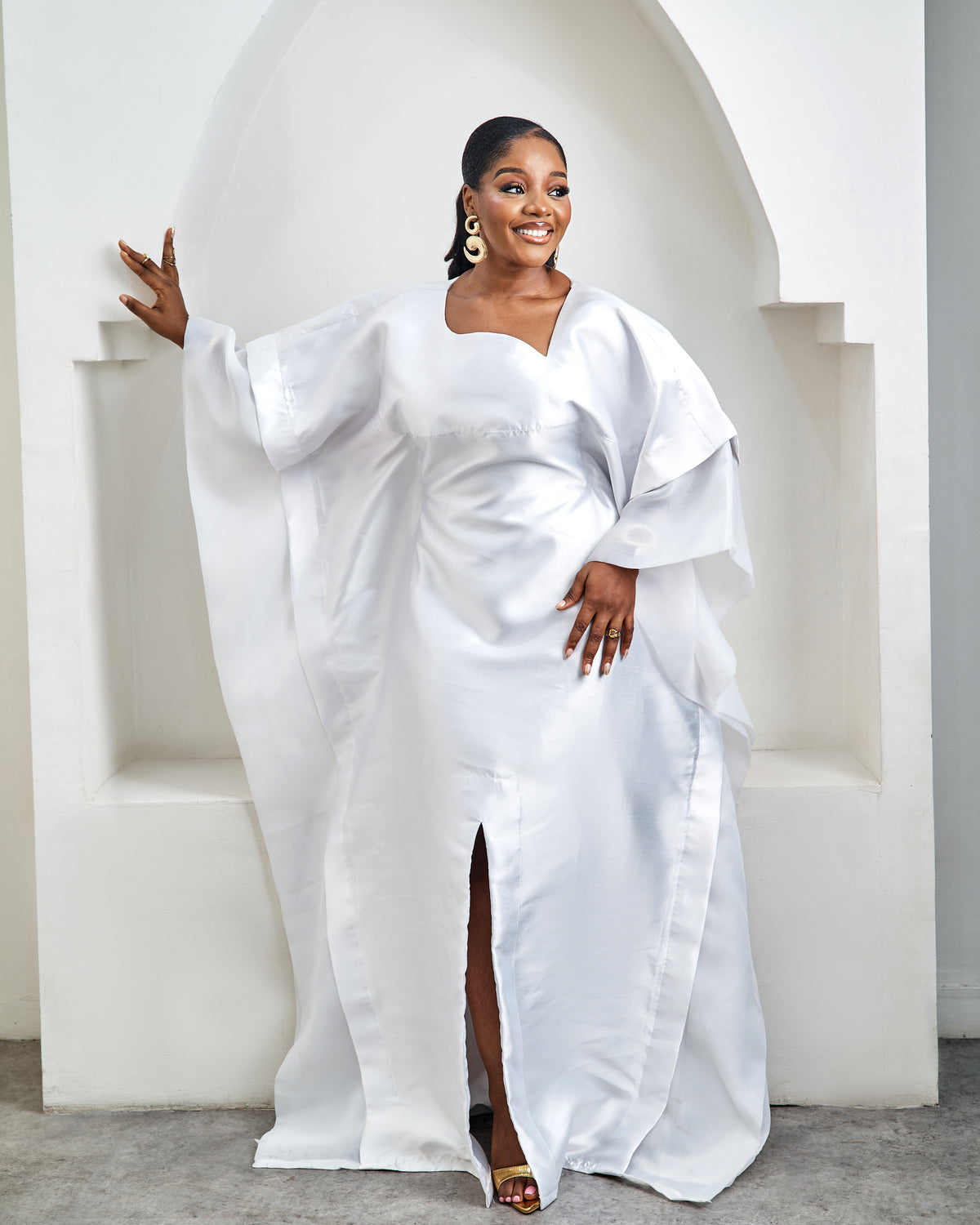 Awe White African Satin Boubou