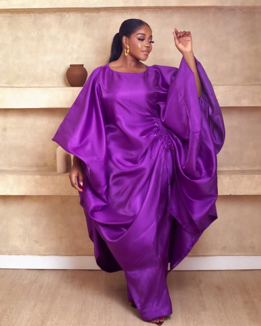 Zari Purple Two Piece African Mikado Pant Set