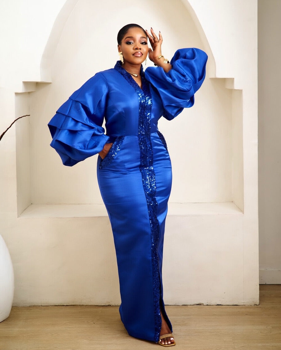 Nyala Cobalt Blue Kaftan African Maxi Dress
