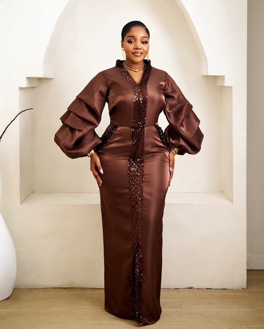 brown african dress Ejiro: Stunning Multicolored African Print Dress by Dupsie's