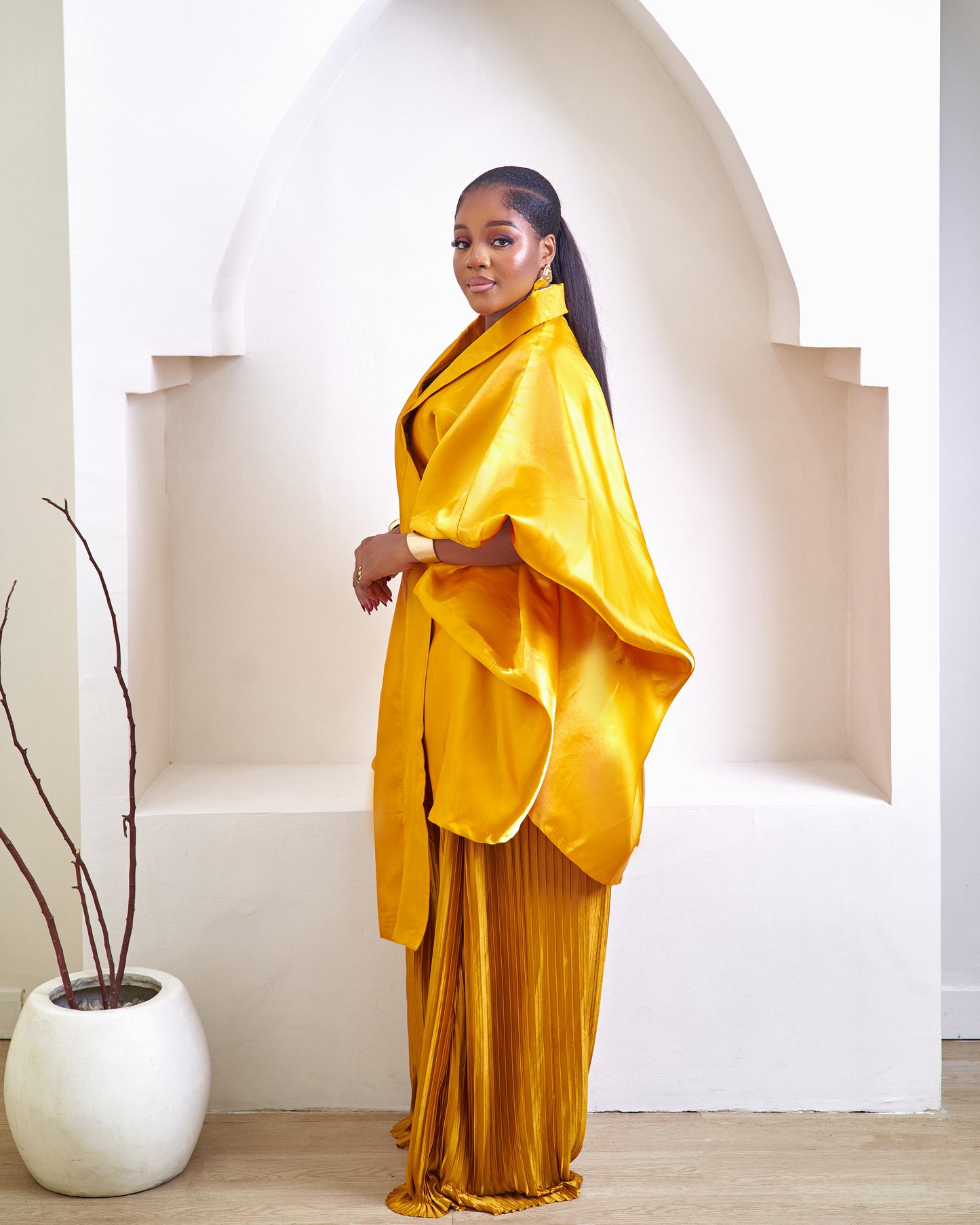 Kamari gold yellow two-piece african pant set
