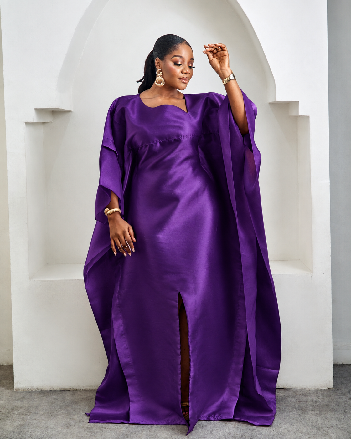 Awe Purple African Satin Boubou