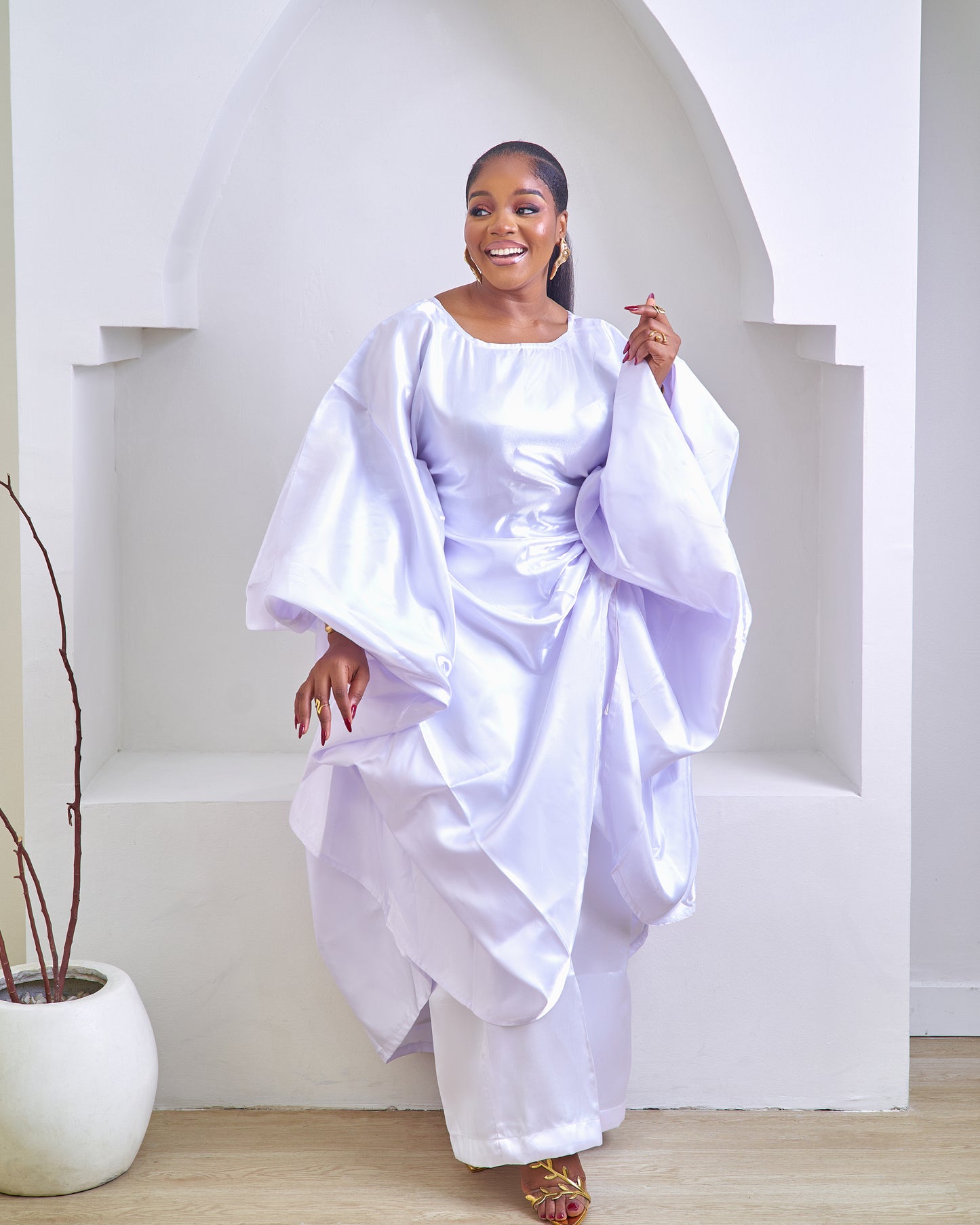 Bernice White 2 piece African Mikado Pant Set