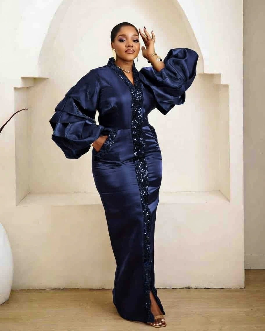 Ifeyi Blue Kaftan African Maxi Dress