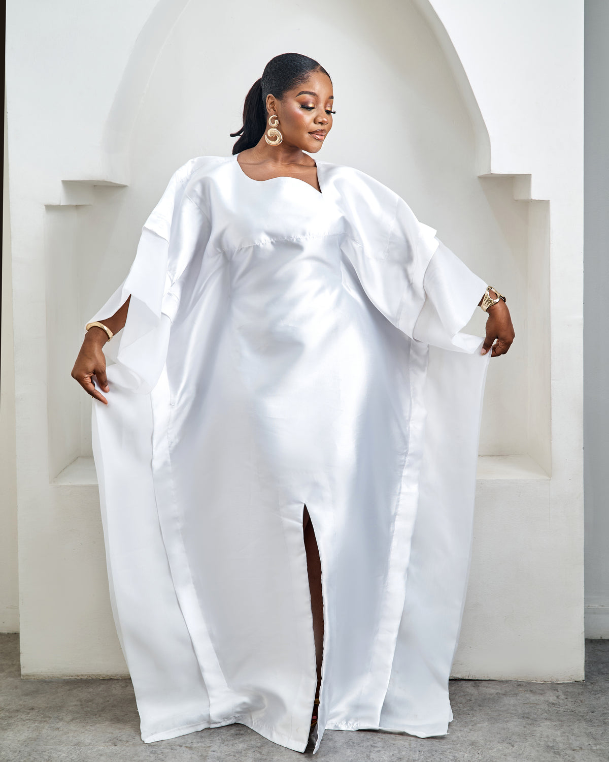 Awe White African Satin Boubou